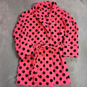 Pink Victoria's Secret Polka Dot Plushie Short Robe XS S